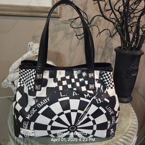 L.A.M.B. by Gwen Stefani Tote Dartboard Print Luxury Designer Bag #114